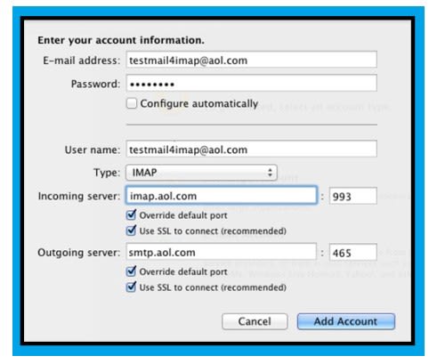 What are the Steps to Configure AOL IMAP Settings?