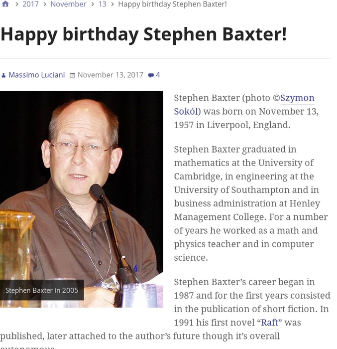 Happy birthday Stephen Baxter!