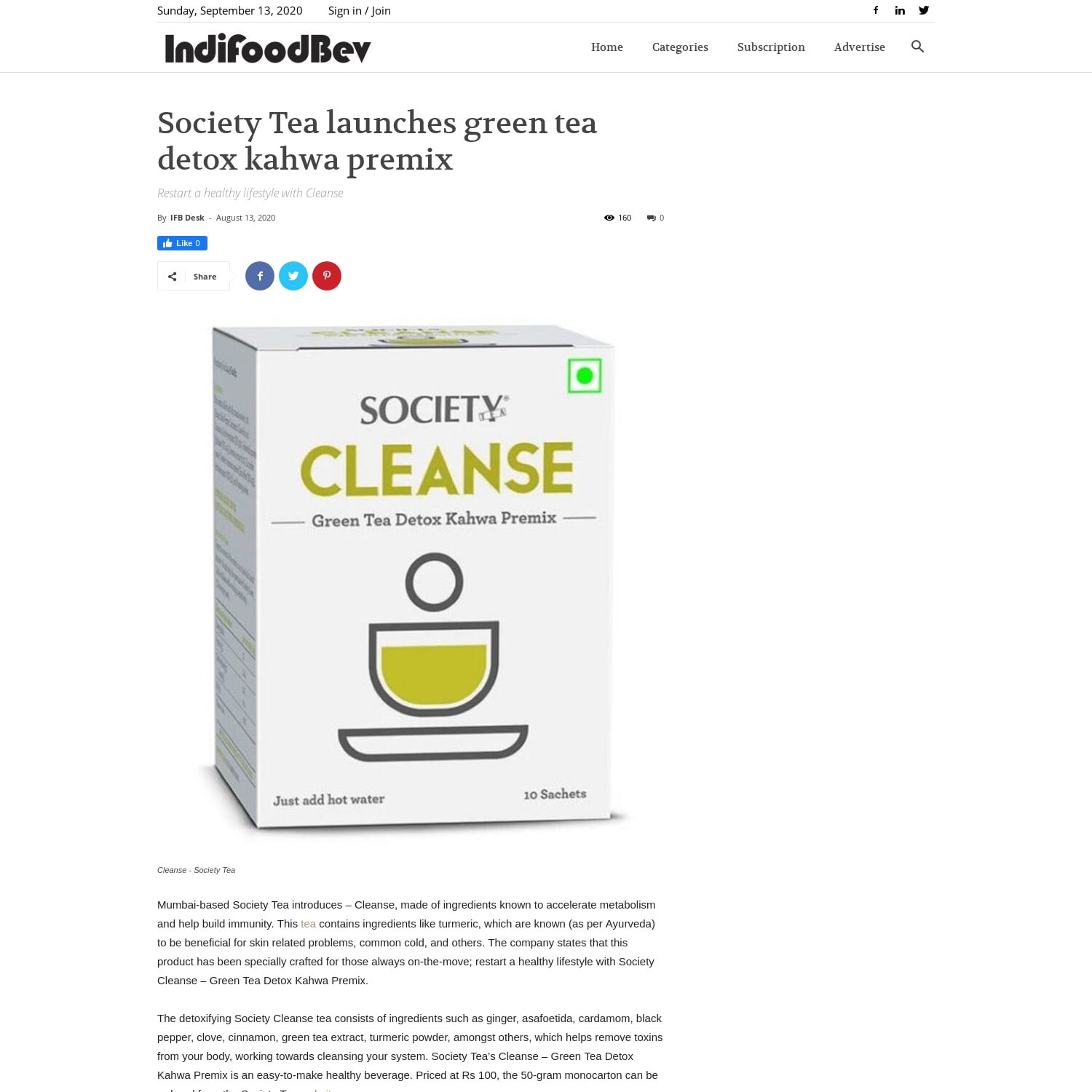 Society Tea launches green tea detox kahwa premix