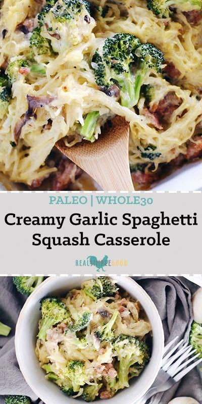 Creamy Garlic Spaghetti Squash Casserole (Paleo, Whole30 + Dairy-Free)