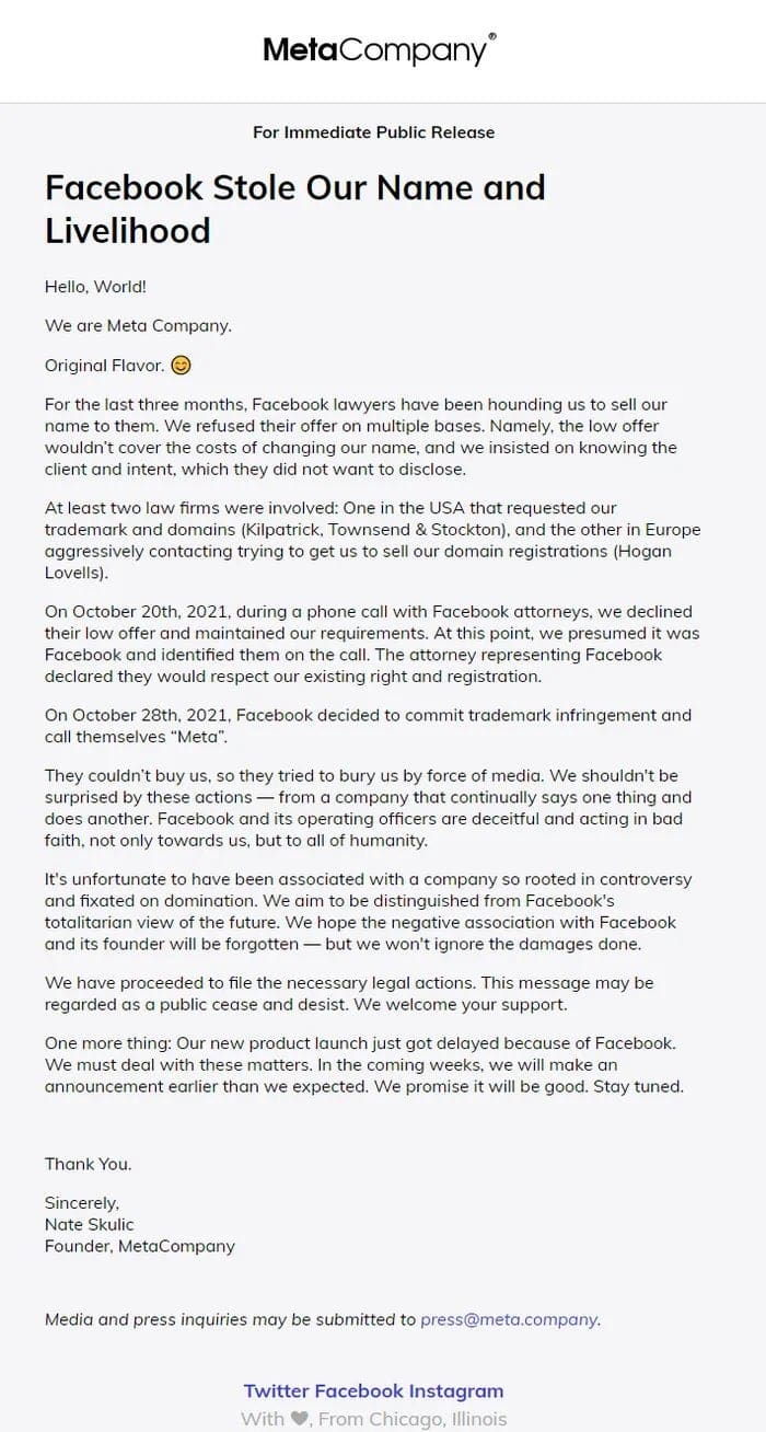 Facebook stole our name and livelihood - is this real?