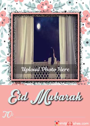 Cute Girl Eid Wish Snap Card Image - Name Photo Card Maker