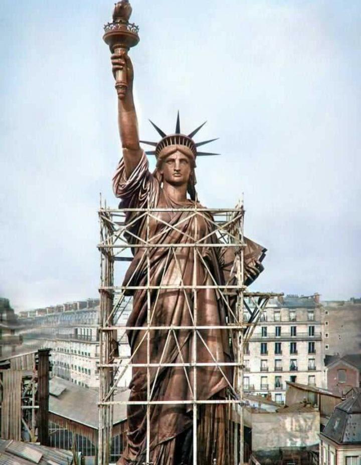 The Statue of Liberty with its original copper colour.