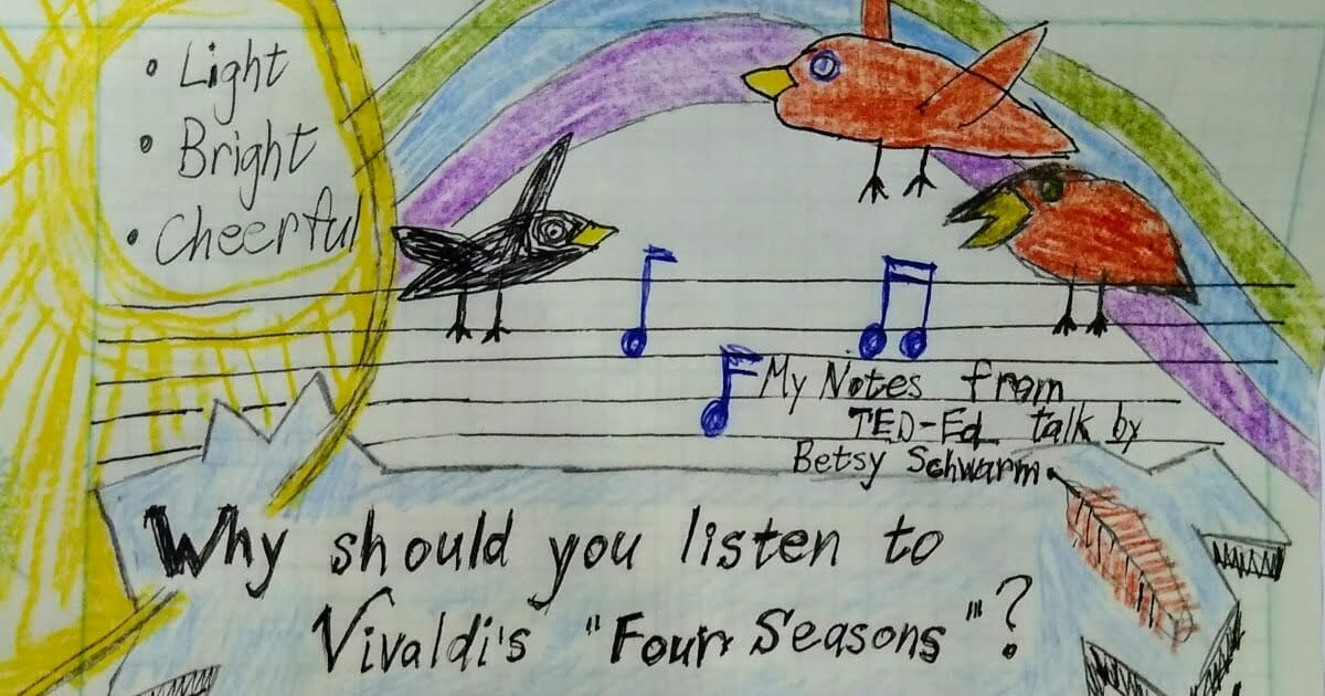 Vivaldi Four Seasons Music Notes - Spring, Summer, Fall, Winter