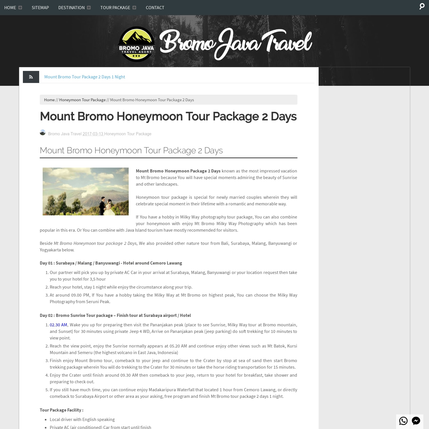 Mount Bromo Honeymoon Tour Package 2 Days