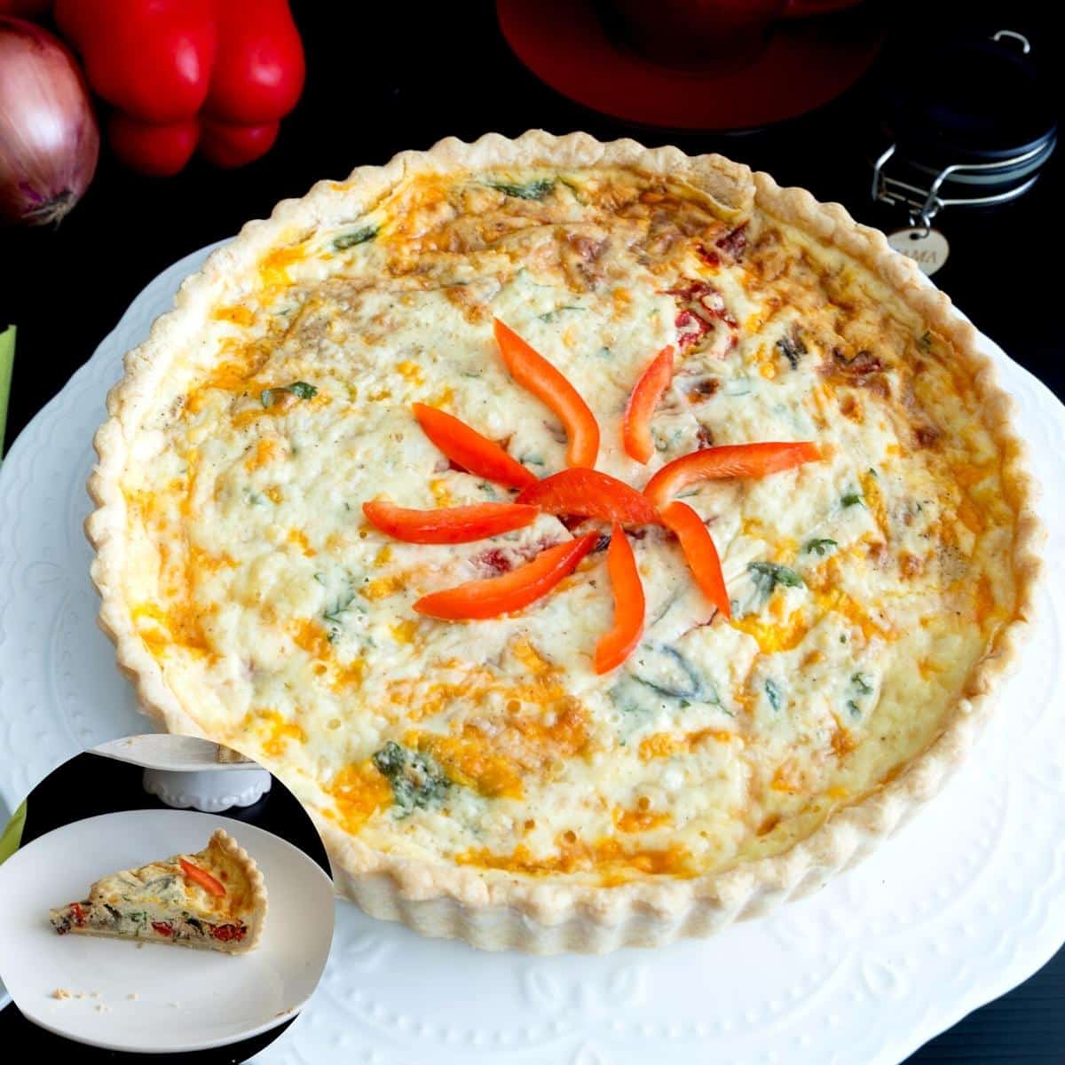 Caramelized Onion & Roasted Red Peppers Quiche (video)
