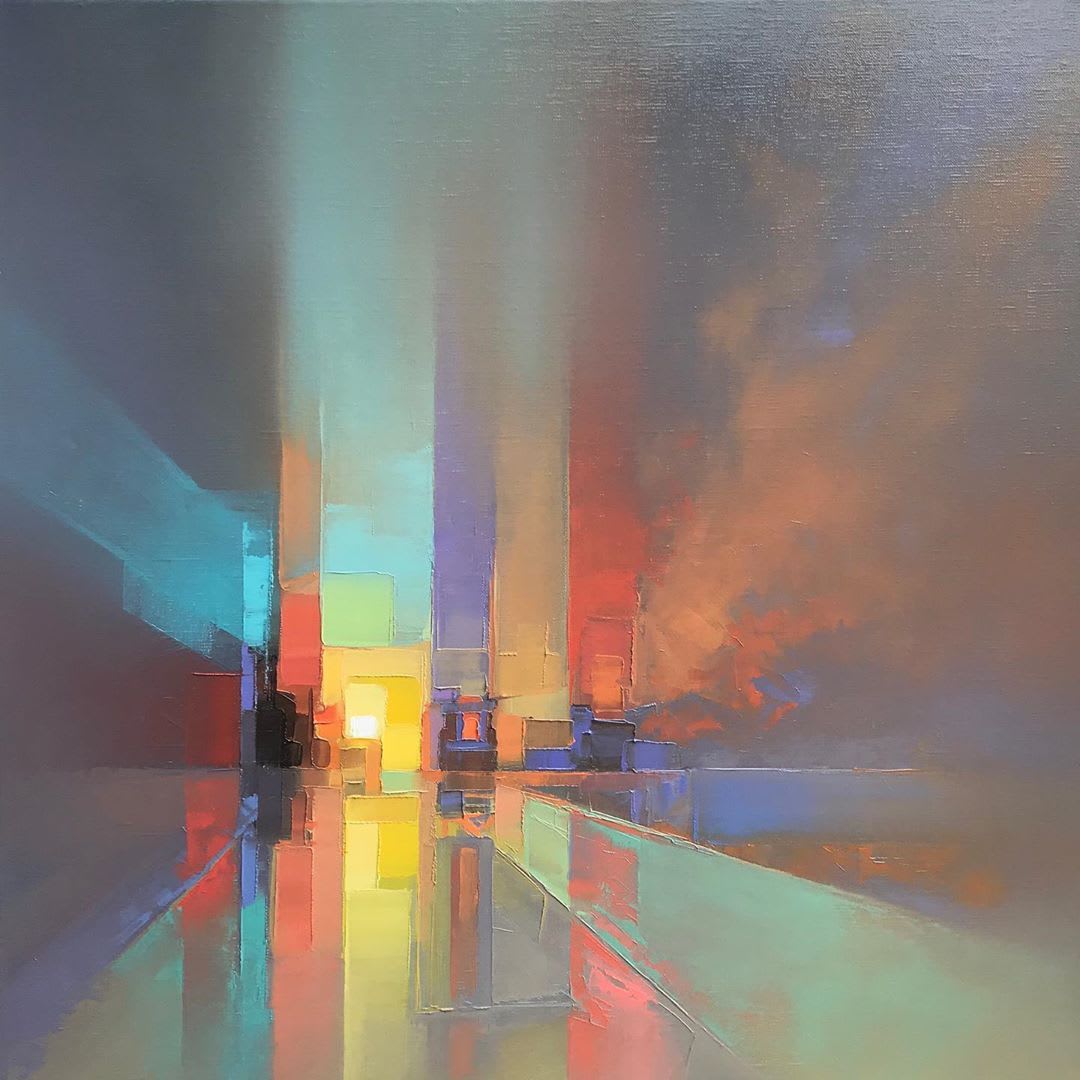 Pixelated Palette Knife Paintings Capture Energetic Cityscapes in Hazy Hues