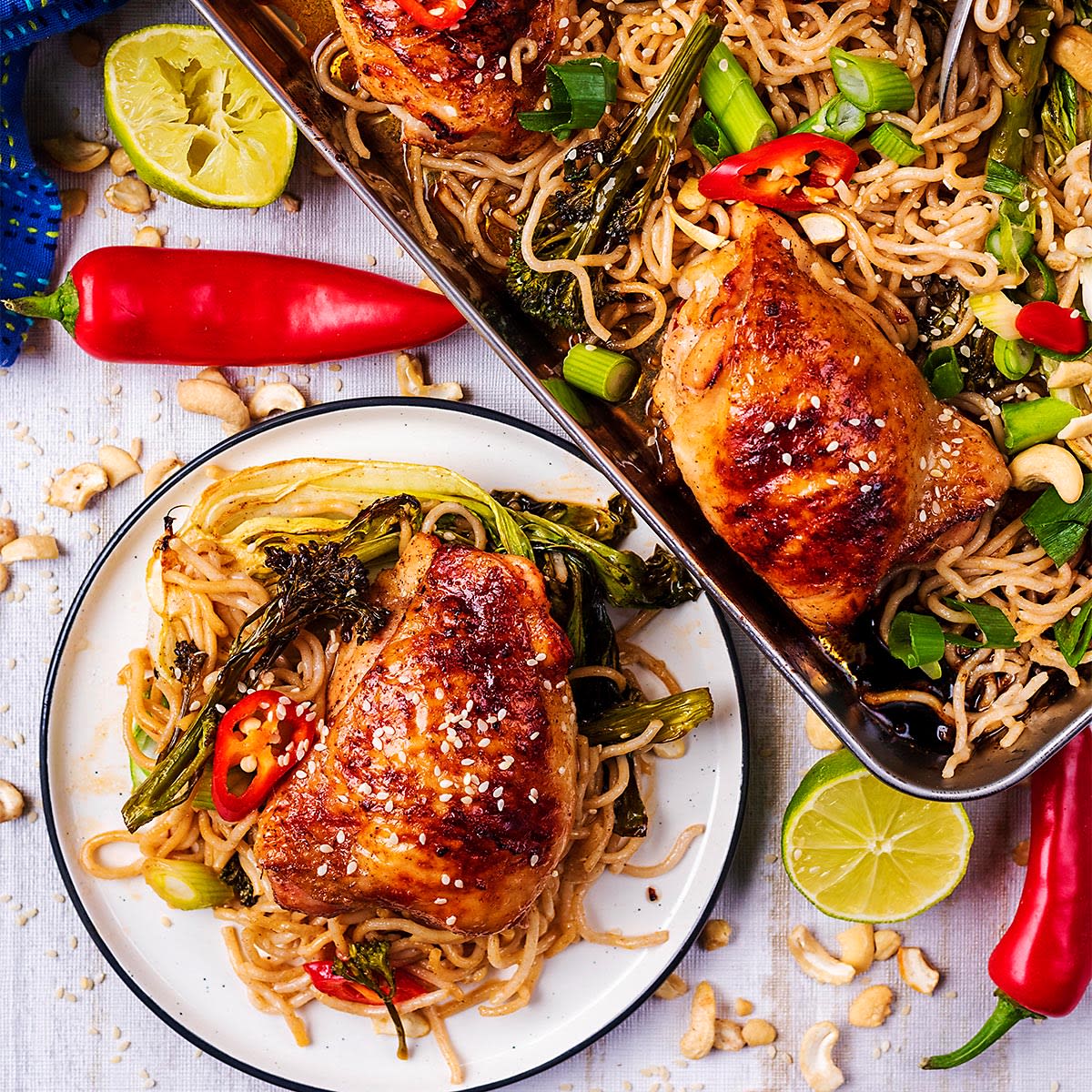 Sticky Chicken Tray Bake - Hungry Healthy Happy