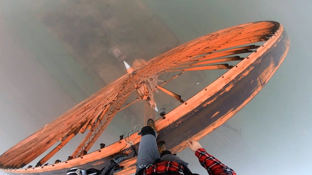 Daredevil Makes an Amazing 50 Meter Base Jump Off a Unique Abandoned Wind Turbine in Poland
