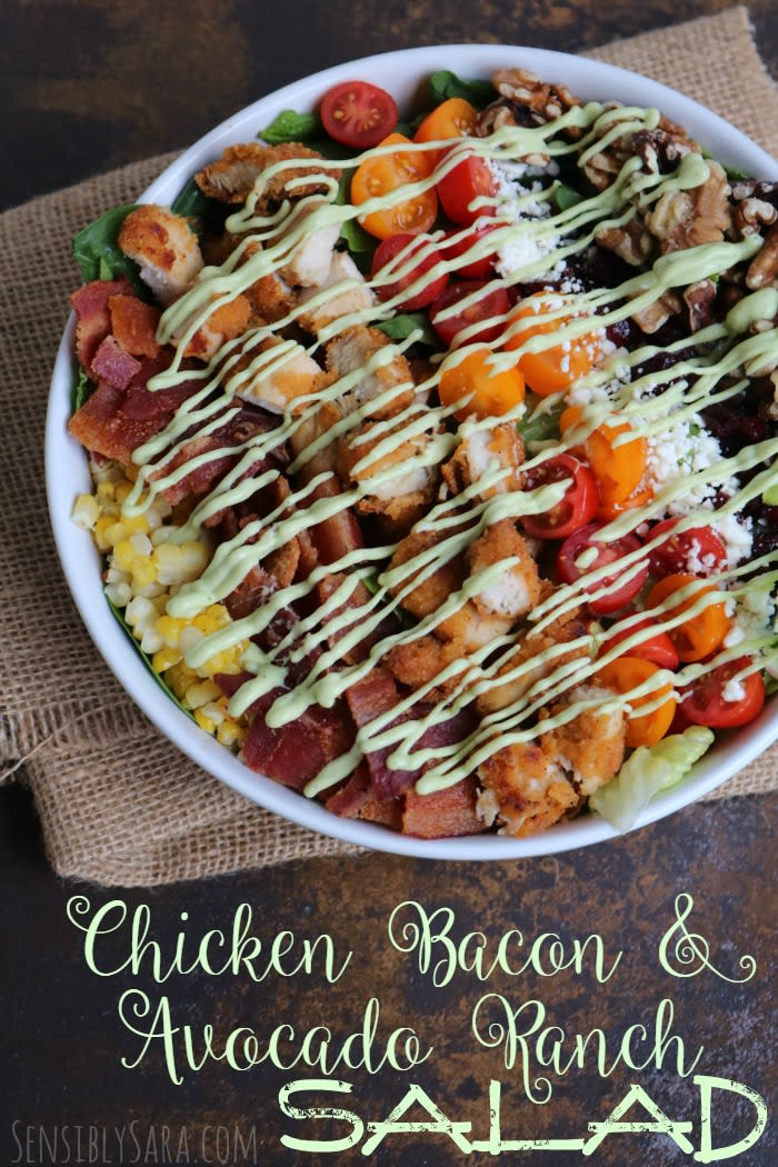 AD: Chicken Bacon and Avocado Ranch Salad Recipe #SchoolFuel