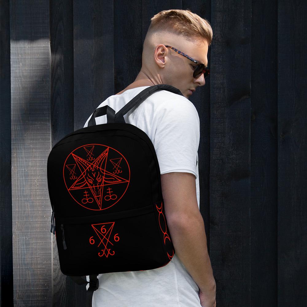Satanic sigils Backpack_Sigil of Baphomet, Lucifer and The Leviathan Cross symbols