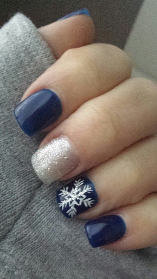 Blue nails with snowflake | Nails, Fashion nails, Winter nails