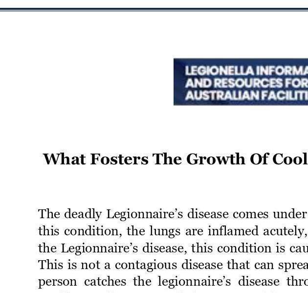 What Fosters The Growth Of Cooling Tower Legionella