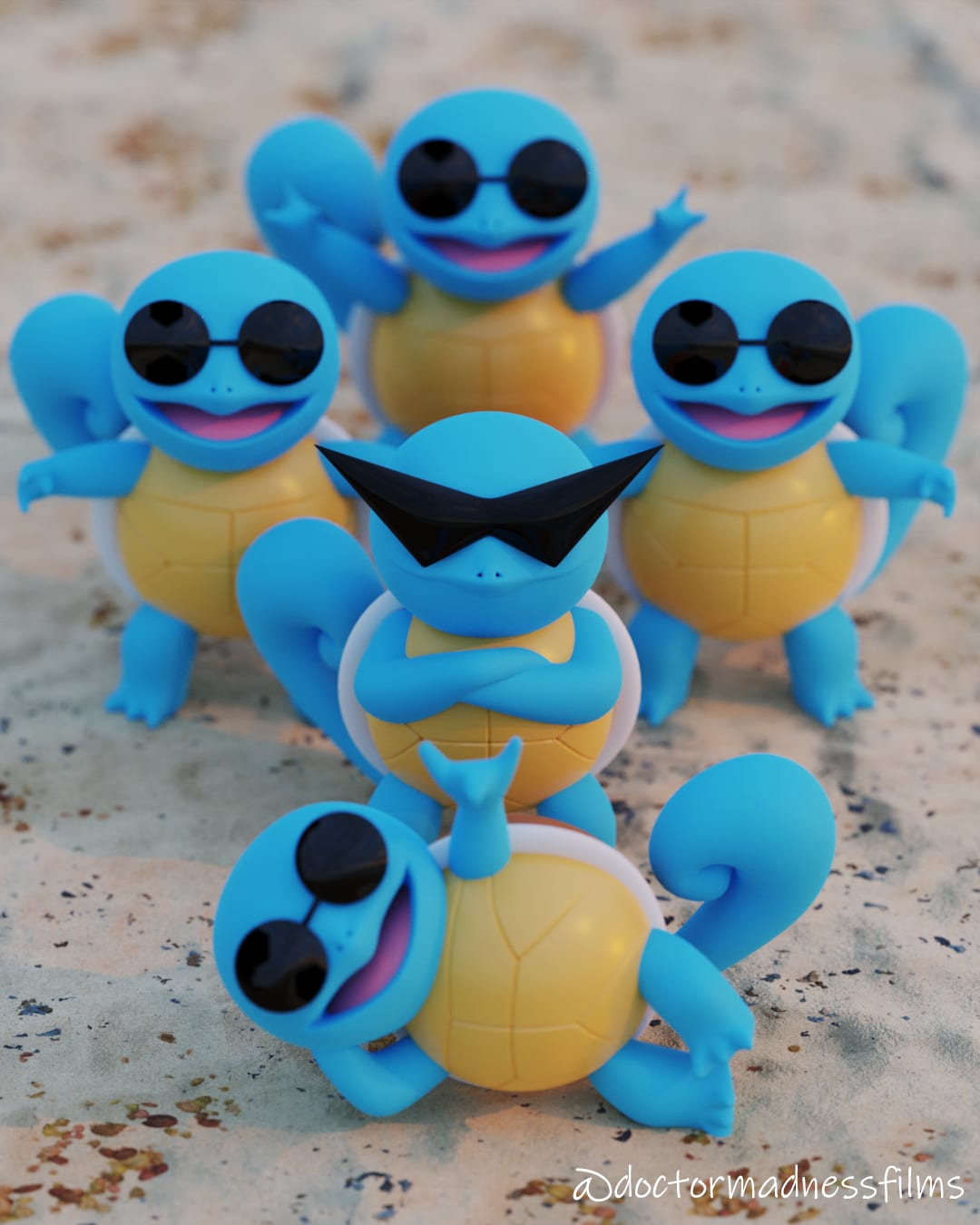 Don't mess with the Squirtle Squad! 🐢 Still learning Blender, how am I doing?