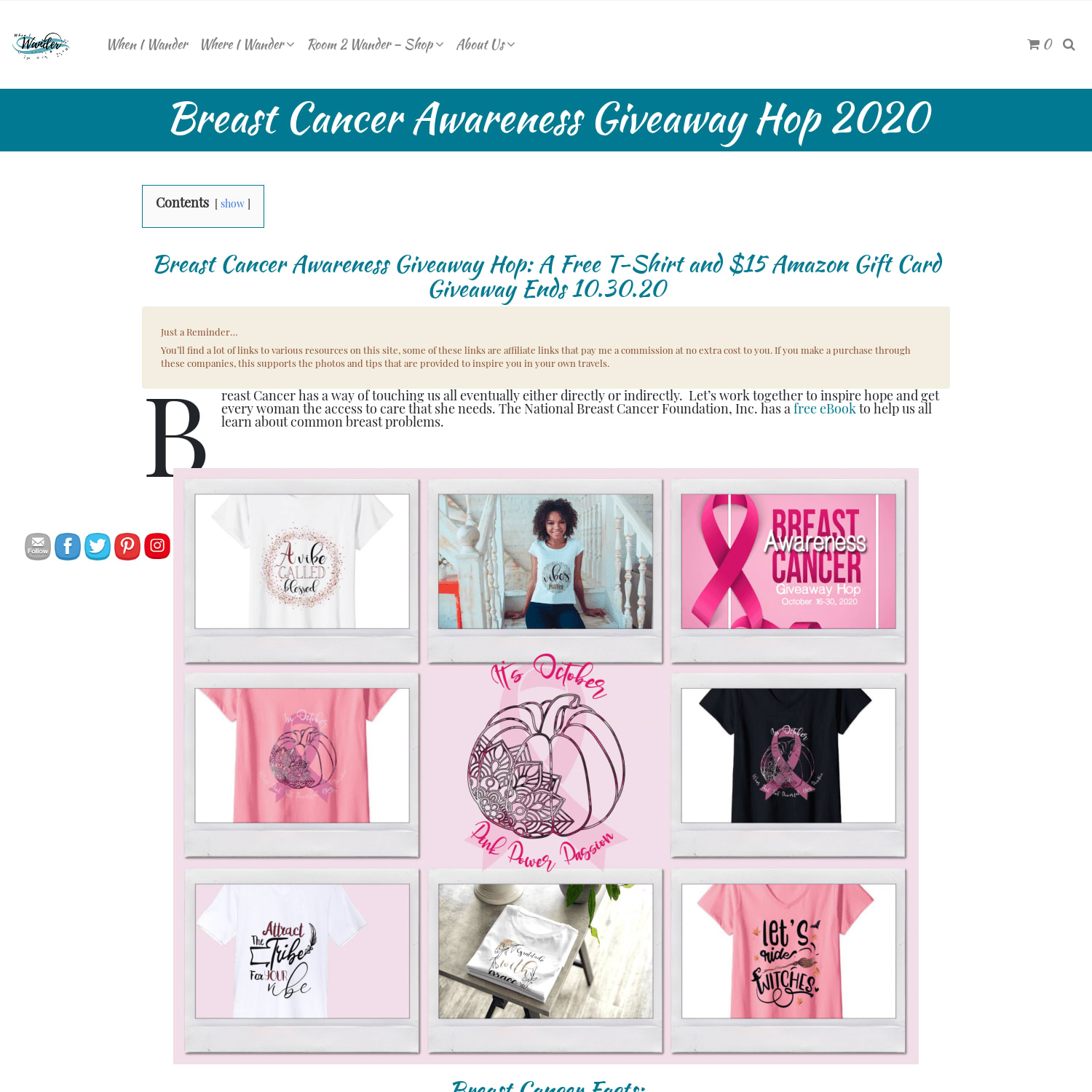 Breast Cancer Awareness Giveaway Hop 2020