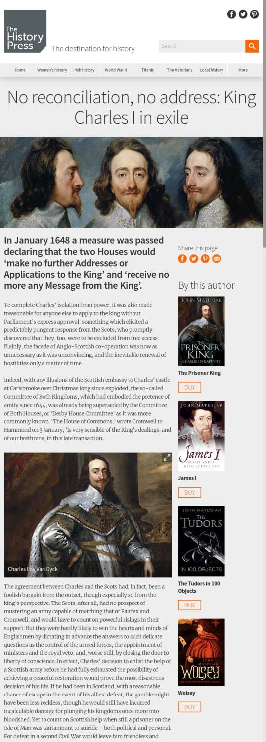 No reconciliation, no address: King Charles I in exile