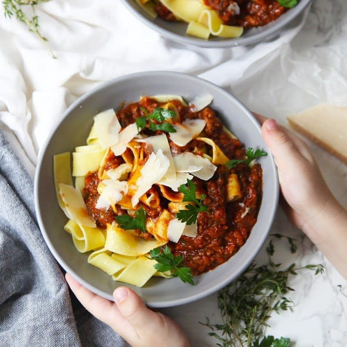 Pappardelle Bolognese with lot of veggies