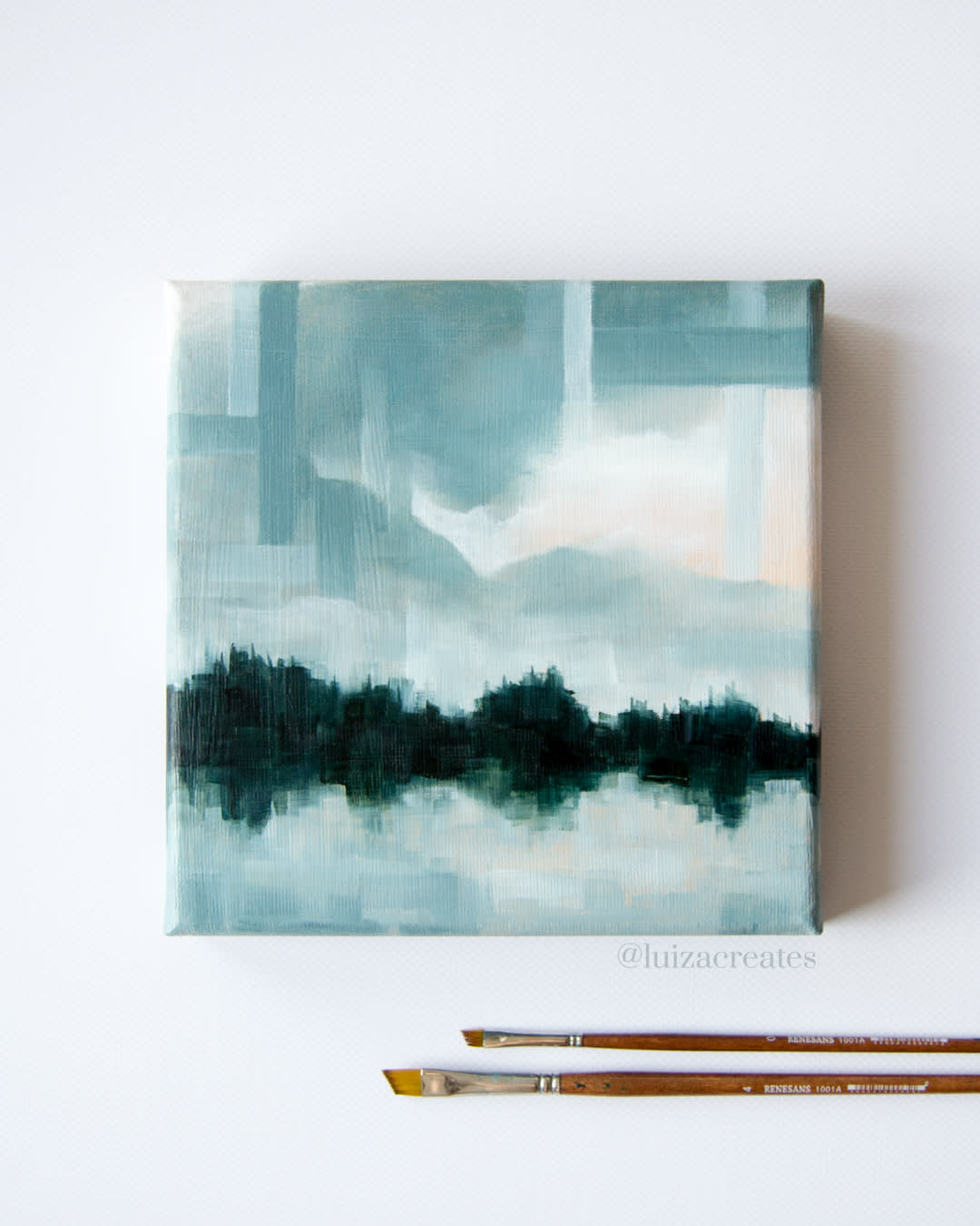 I've been trying to make my landscape paintings a bit more abstract. Here's a mini, its title is Cool Blue Water :)