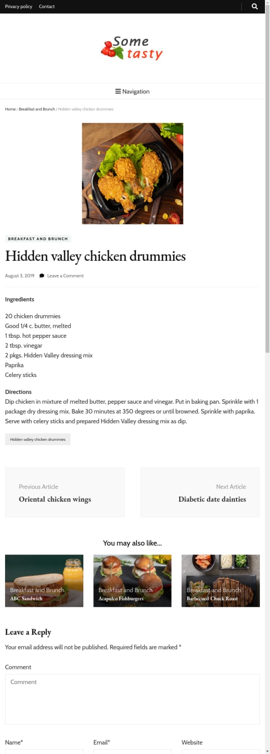 Hidden valley chicken drummies