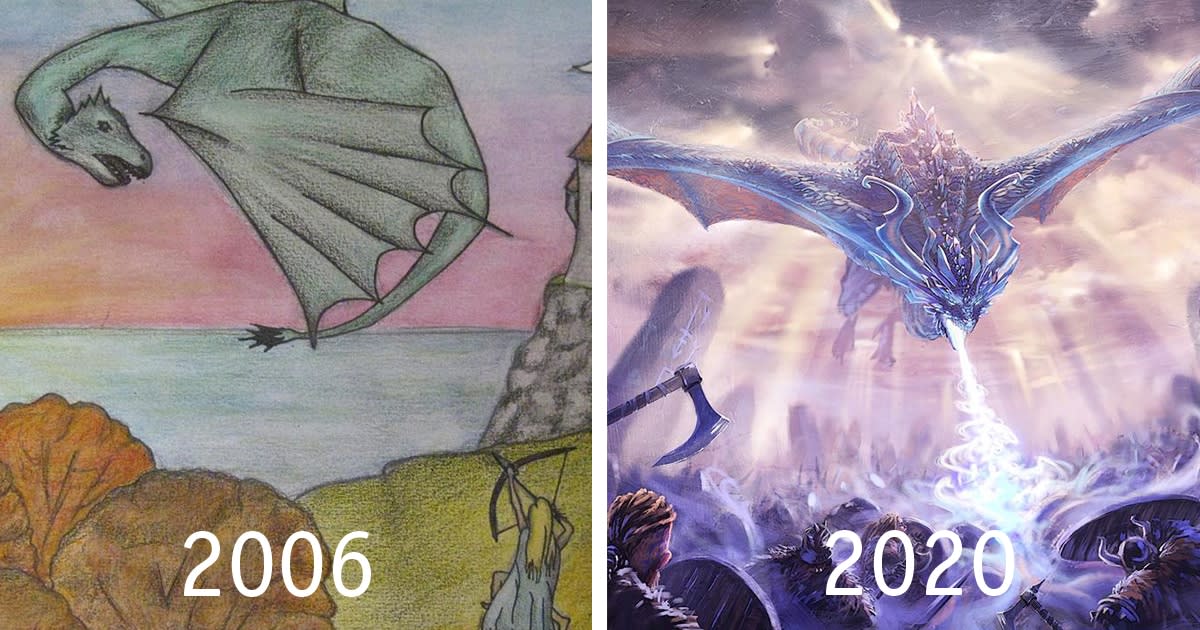 Artist Recreates Dragon Drawing To Show What Years of Dedicated Practice Does for Your Art