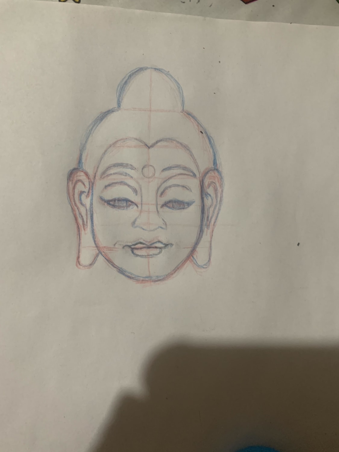 First sketch before drafting of my third Buddha @graphite pencil and wax colors! Part of my series “Colored Buddhas”, it’s going to be the third :)! It brings me so much peace to work on it ❤️❤️