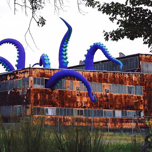 A Gargantuan Purple Sea Monster Lurks Inside a Two-Story Warehouse at Philadelphia's Navy Yard