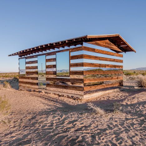 Lucid Stead installation by Phillip K Smith III at a desert cabin