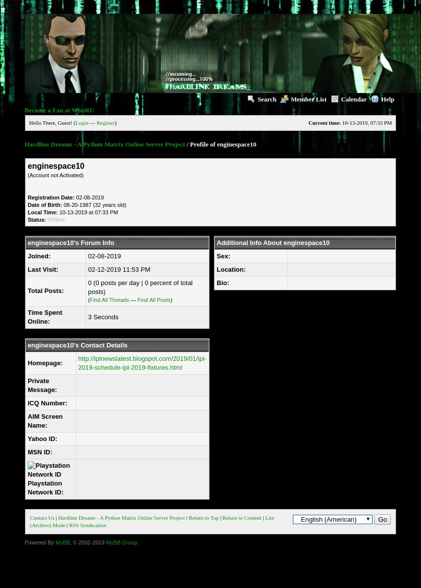 A Python Matrix Online Server Project - Profile of enginespace10