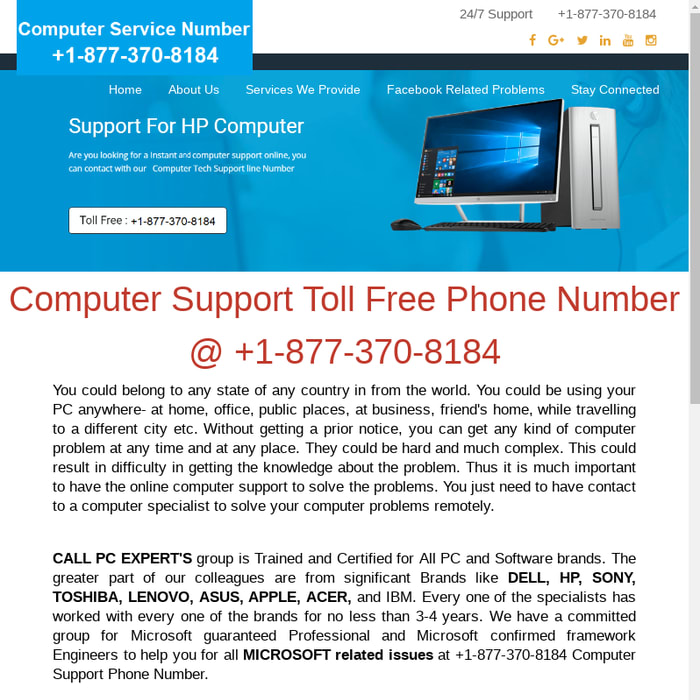 Computer Service Center Number @ +1-800-381-5034