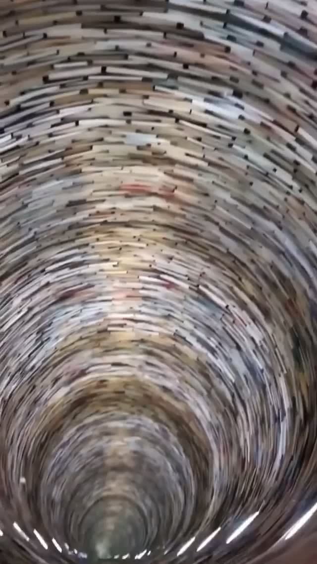 An Infinite Tower made of books in Prague, Czech Republic!