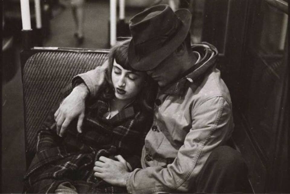 Couple on a subway, 1946. (Photo by Stanley Kubrick)