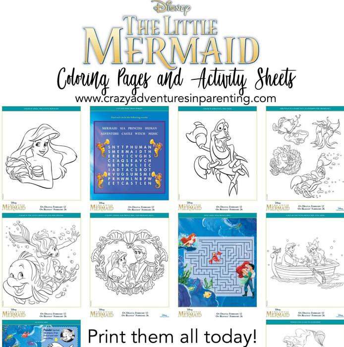The Little Mermaid Coloring Pages and Activity Sheets