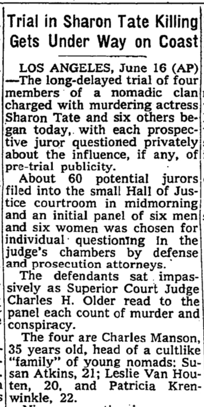 50 Years Ago Today The Trial Of Charles Manson Began In Los Angeles Mr Manson And Three 0443