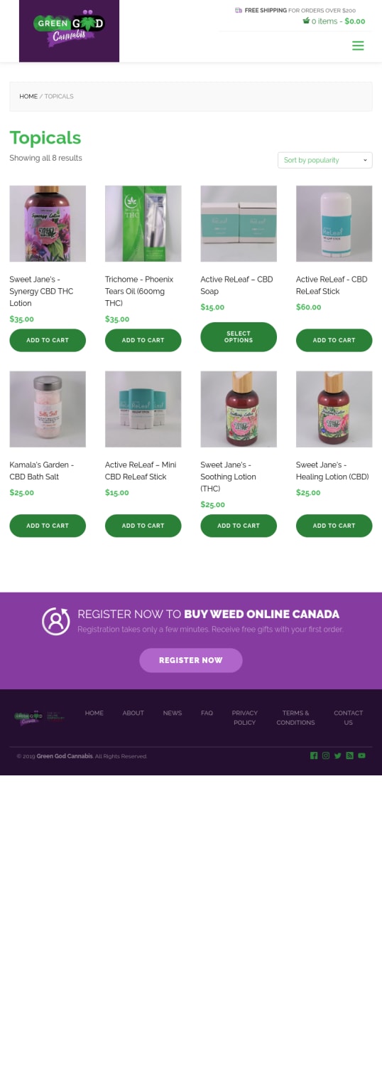 Buy Cannabis Topicals Online in Canada from Online Dispensary Canada | Buy Weed Online Canada | GGC