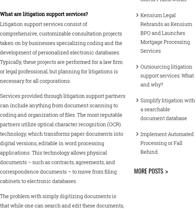 Outsourcing litigation support services: What and why?