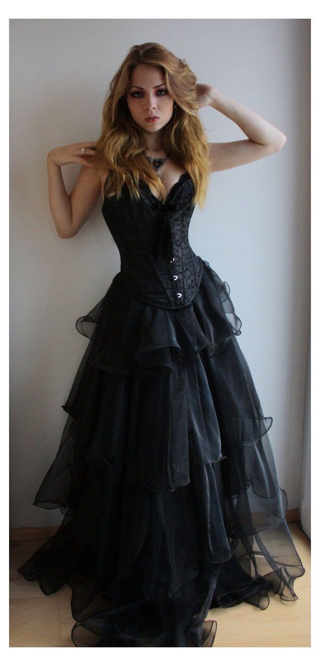 Black Dress - Stock Photo by devious-stock on DeviantArt #goth #prom #look #gothpromlook I don't usual… | Elegant prom dresses, Corset dress prom, Gothic prom dress