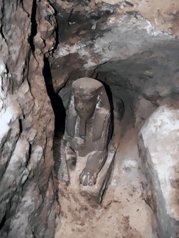 Egyptian archaeologists have discovered a statue of a sphinx while draining water from the pharaonic temple of Kom Ombo near the southern city of Aswan