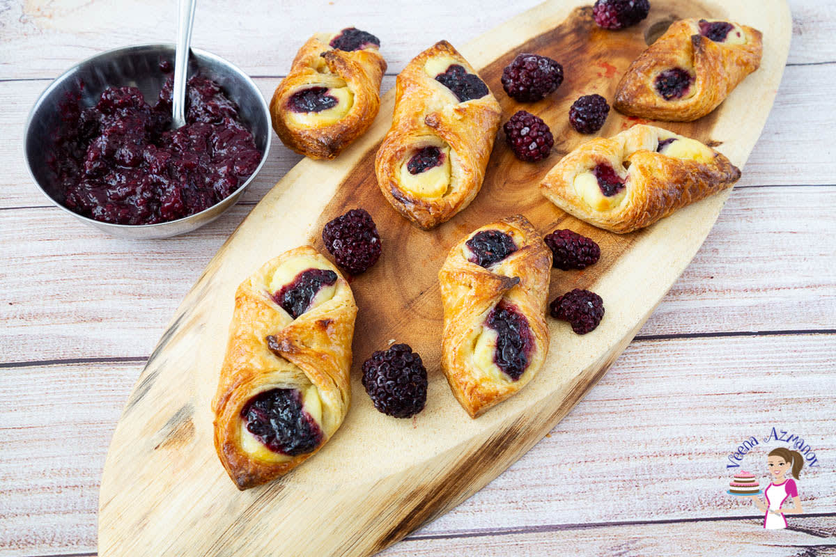 Danish Pastry - Cream Cheese Cylinders with jam (video)