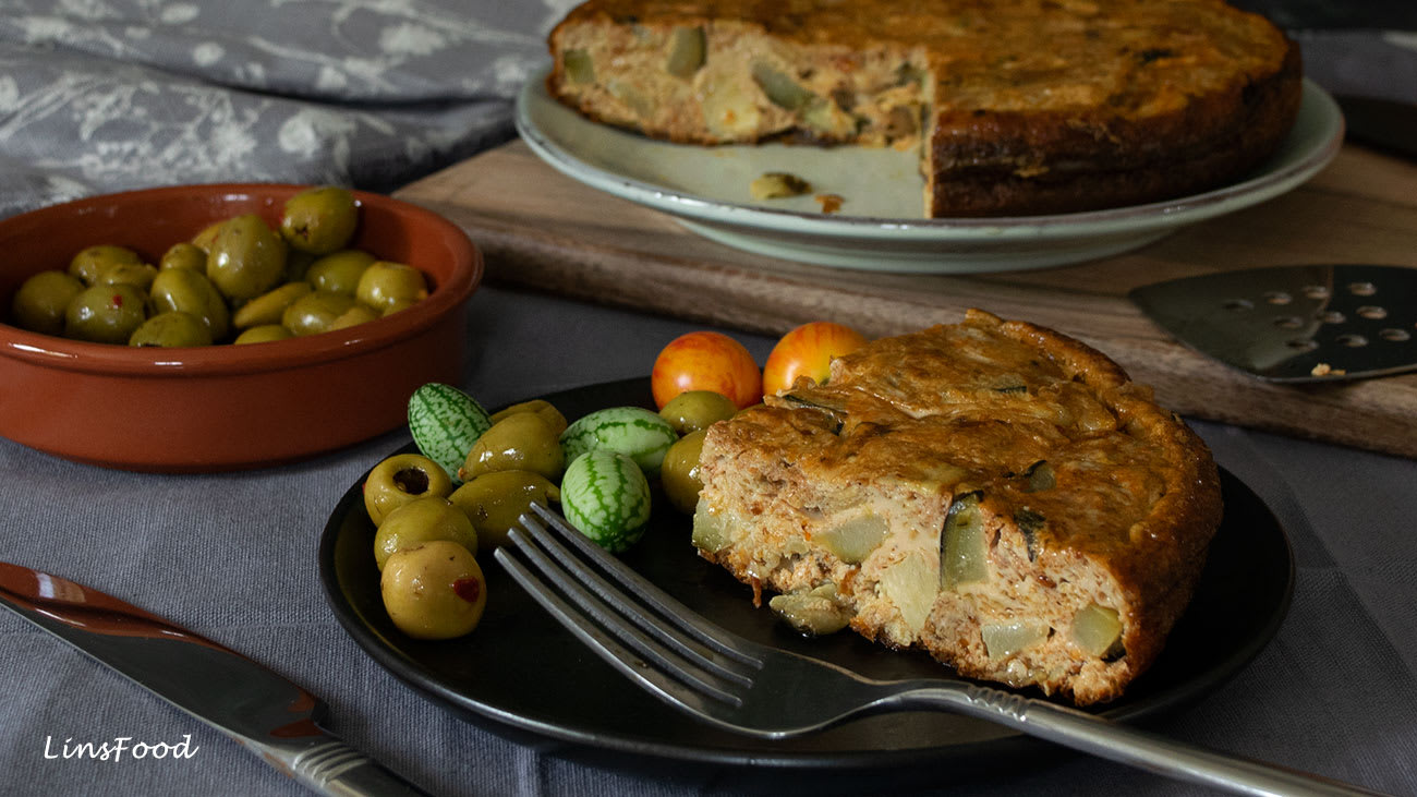 Chipotle Frittata with Marinated Vegetables and Scamorza Affumicata