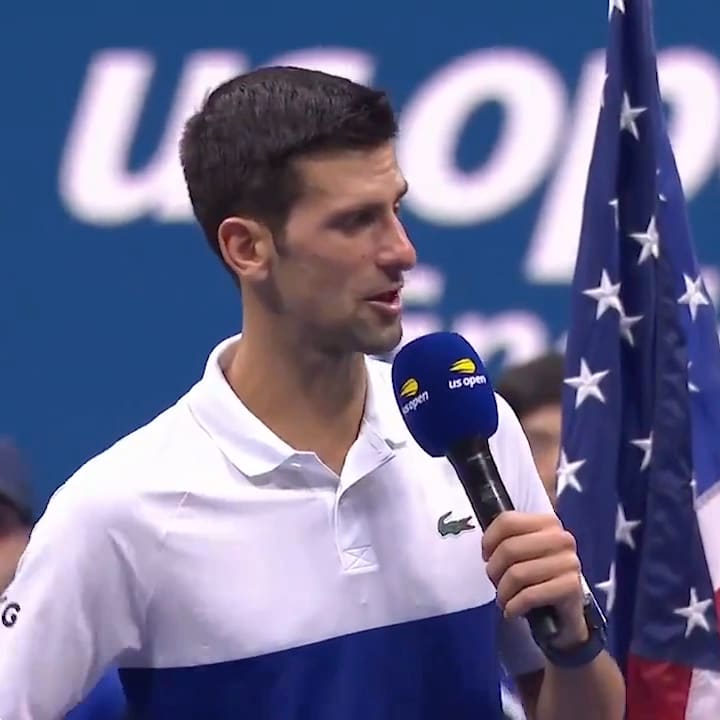 "You guys touched my soul. ... I've never felt like this in New York, honestly. ... I love you and I'll see you soon." Novak Djokovic thanks the crowd at Arthur Ashe Stadium after losing in the US Open finals.