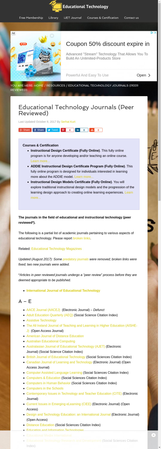 Educational Technology Journals (Peer Reviewed) - Educational Technology