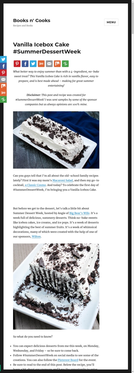 Vanilla Icebox Cake #SummerDessertWeek – Books n' Cooks