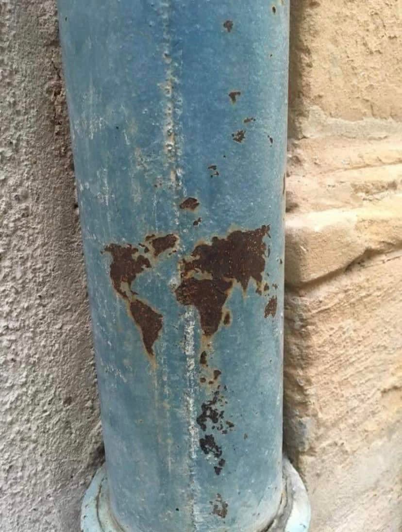 Does this count? A map chipped into a rusty pole.