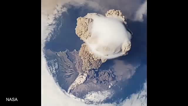 Volcanic eruption from international space station