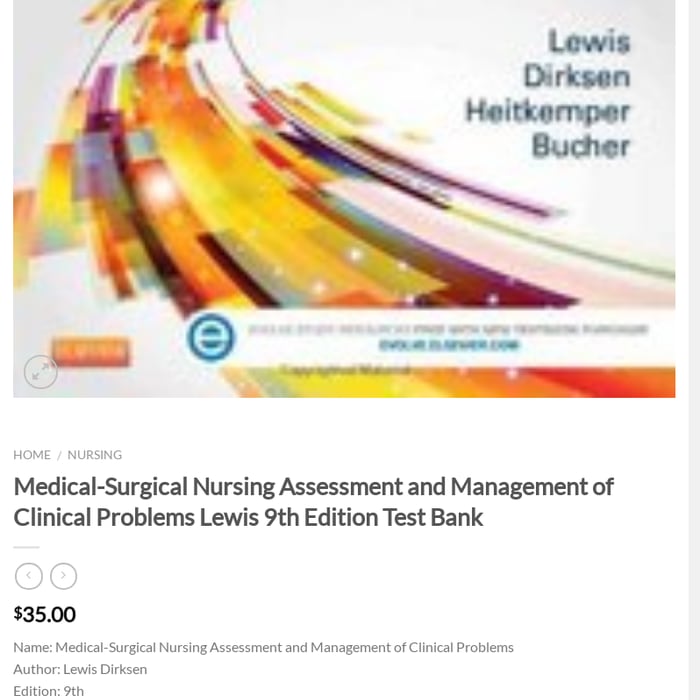Medical-Surgical Nursing Assessment and Management of Clinical Problems Lewis 9th Edition Test Bank