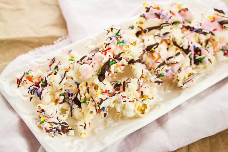 Chocolate Covered Popcorn, Ice Cream Sundae Style!