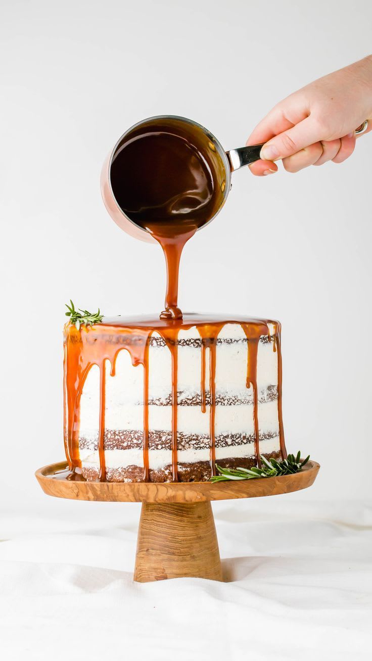 Layered Gingerbread Cake with Salted Caramel Sauce