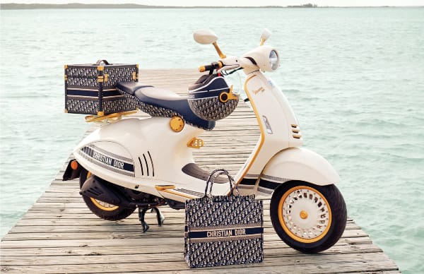 Dior Designs Chic, Limited-Edition Vespa With A Suitcase Top Case