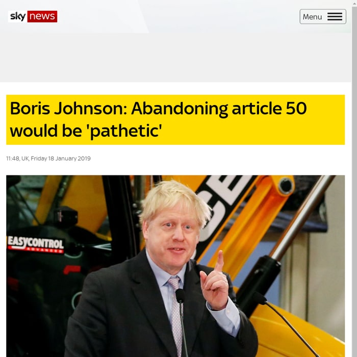 Boris Johnson: Abandoning article 50 would be 'pathetic'