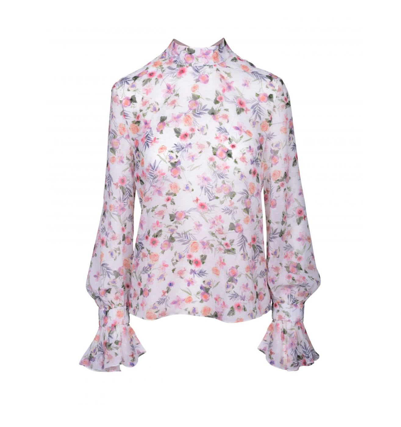 Floral print ruffle cuff Porto blouse